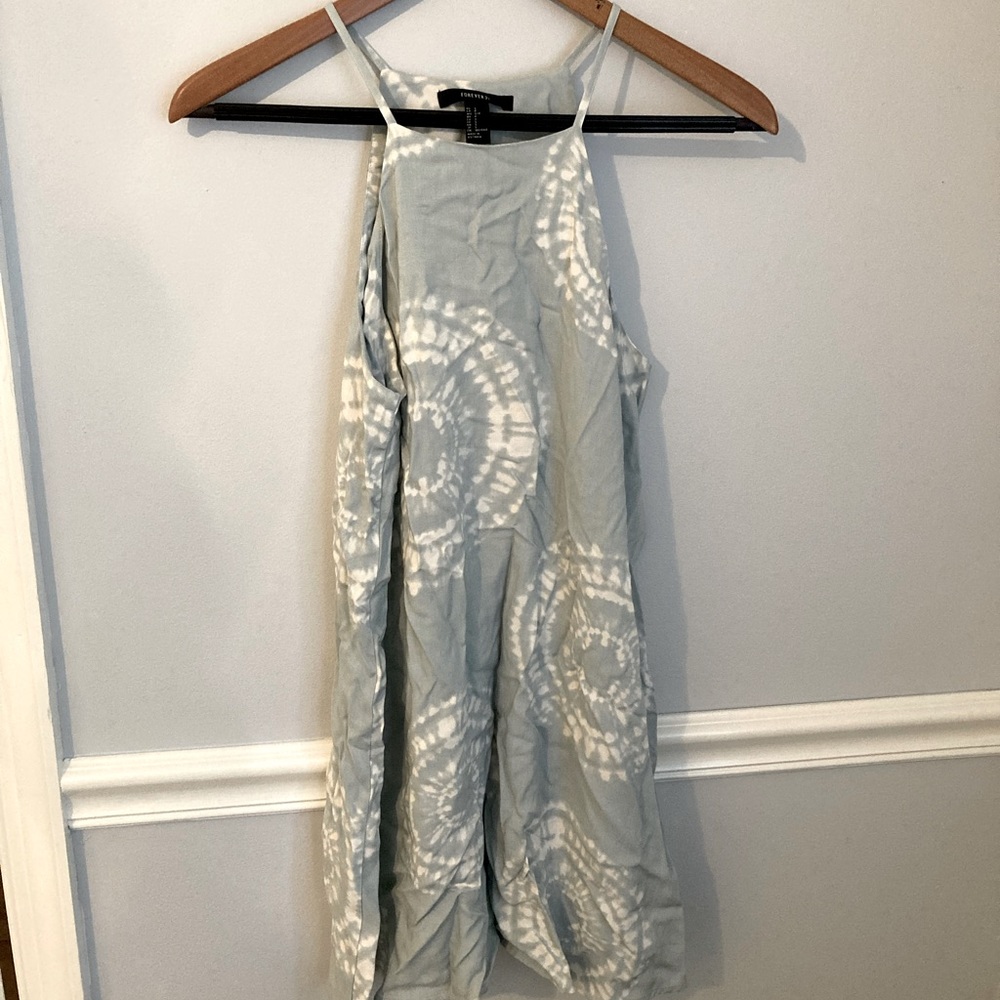 Teal and White Tie-dye Dress